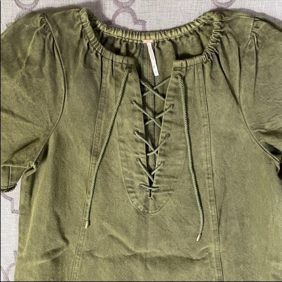 NWOT-Free People Army Green Lace Up Denim Style
“When Hearts Align” Dress (XS/S) - Picture 4 of 11